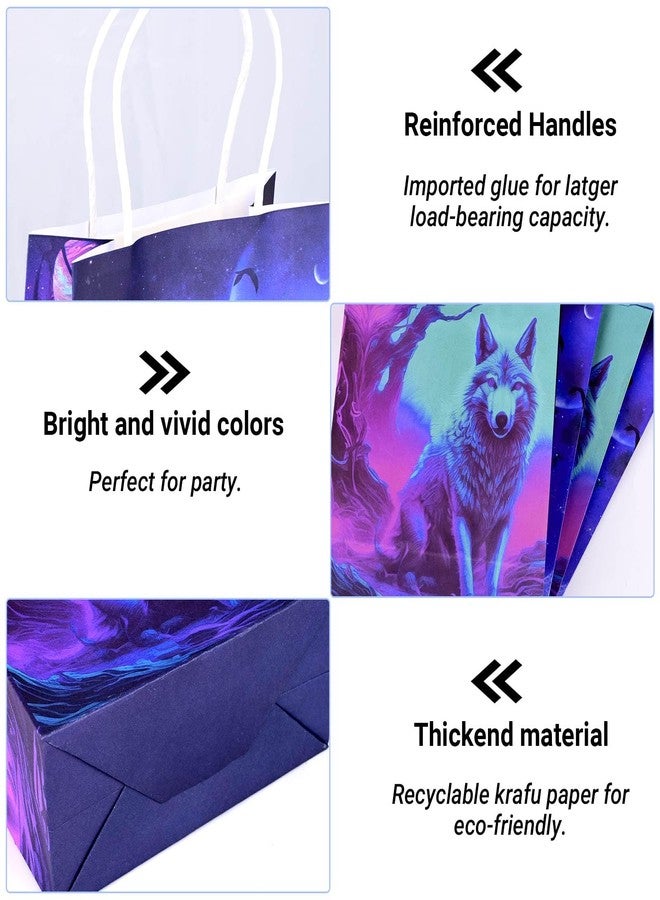 Bolsome 16Pcs Wolf Party Paper Gift Bags Wolf Candy Bags with Handles Wolf Goodie Favor Treat Bags for Wolf Theme Birthday Party Decorations - Image 3